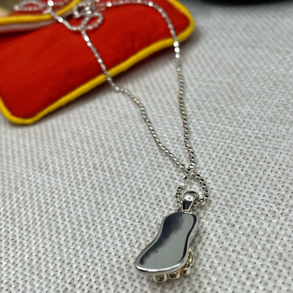 Vintage Sterling Silver Flip-Flop CZ Necklace | Italy 925 | 16” Chain - Picture 4 of 17